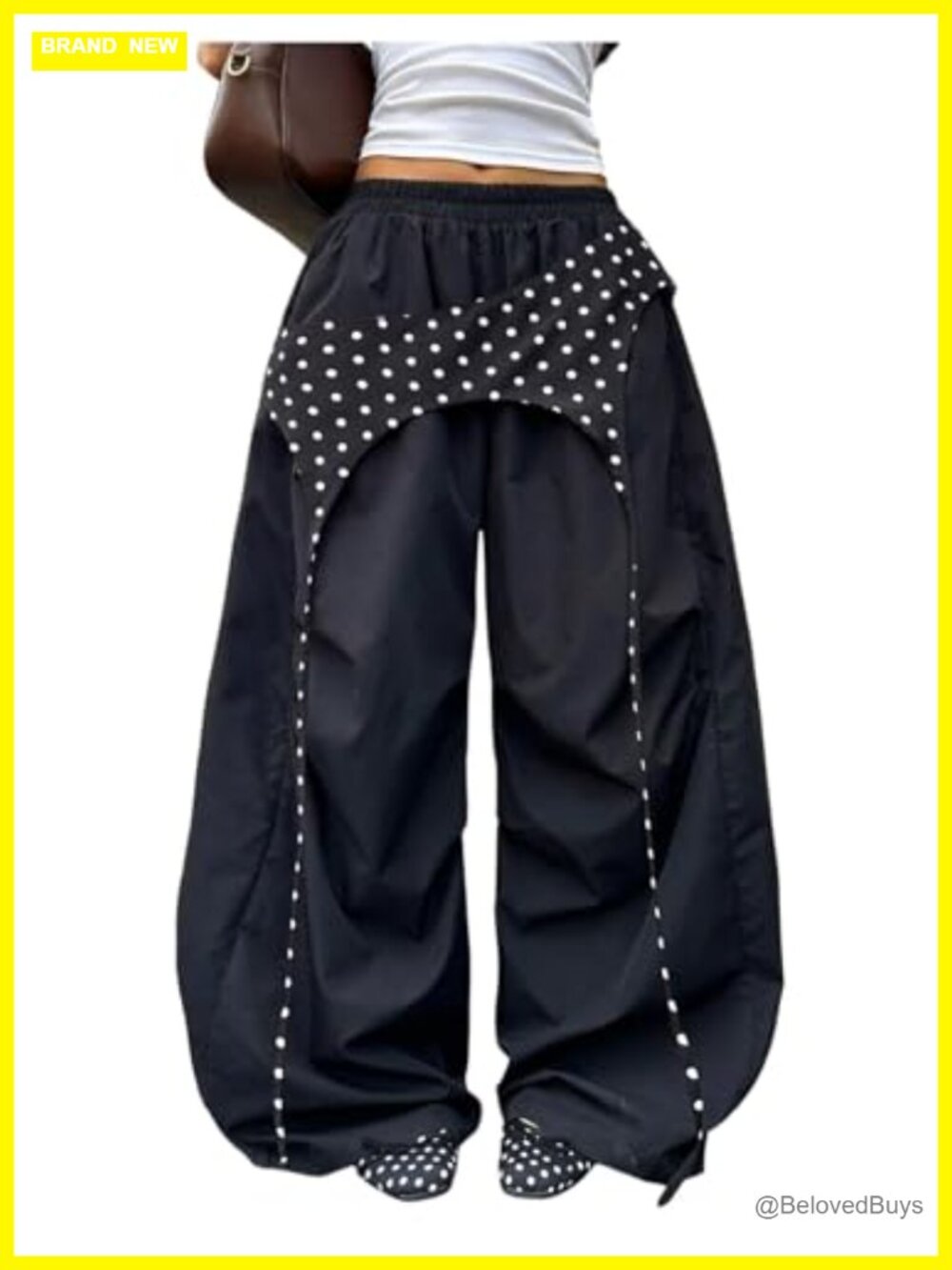 Y2K Parachute Baggy Wide Leg Pants with Polka Dot Skirt